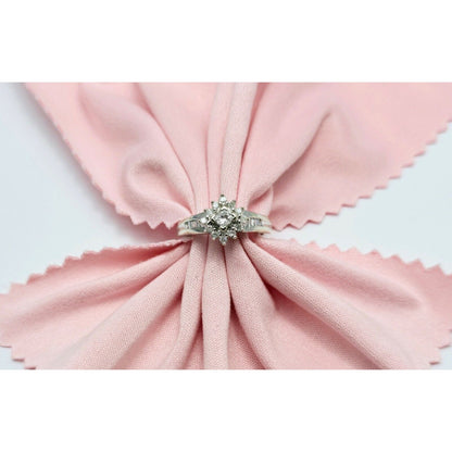 10K White Gold Flower Style Diamond Ring