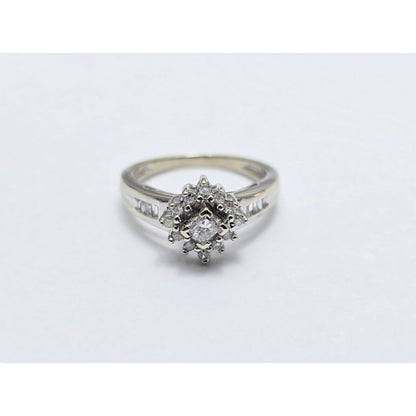 10K White Gold Flower Style Diamond Ring
