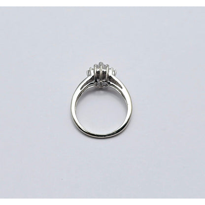 10K White Gold Flower Style Diamond Ring