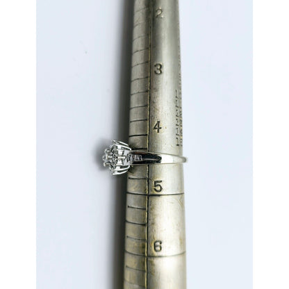 10K White Gold Flower Style Diamond Ring