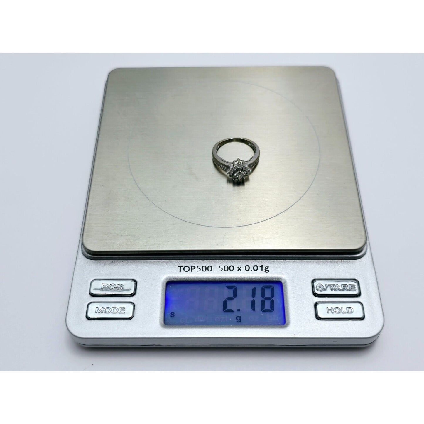 10K White Gold Flower Style Diamond Ring