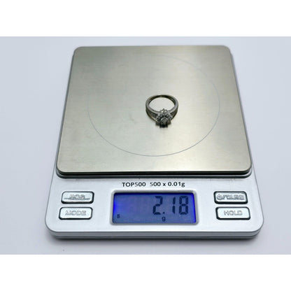 10K White Gold Flower Style Diamond Ring