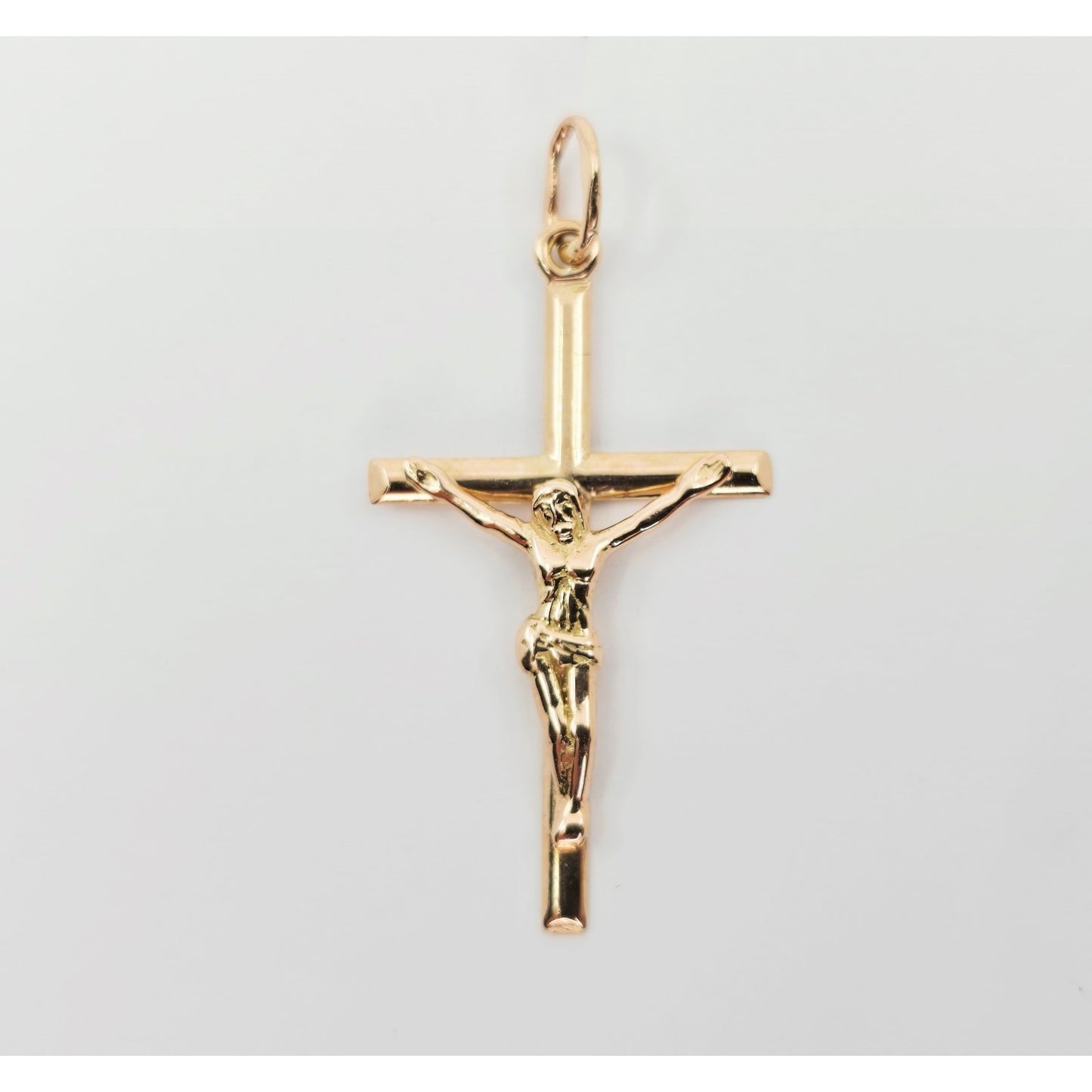 14K Rose Gold Jesus on Cross Charm Pendant
