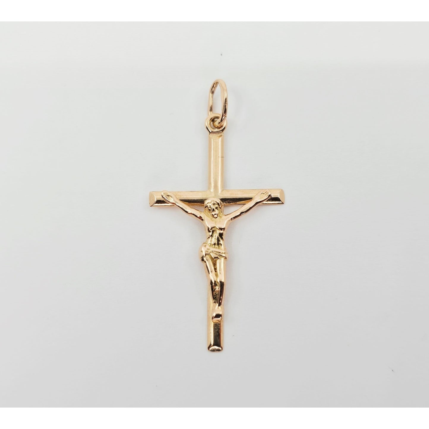 14K Rose Gold Jesus on Cross Charm Pendant