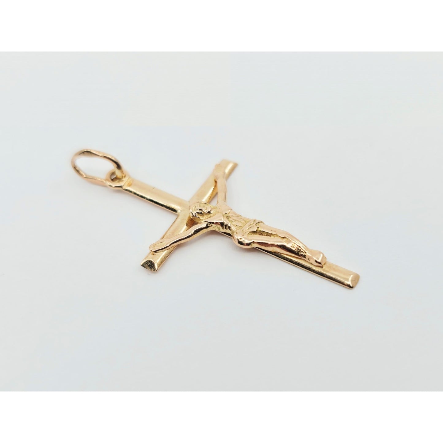 14K Rose Gold Jesus on Cross Charm Pendant