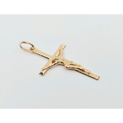14K Rose Gold Jesus on Cross Charm Pendant