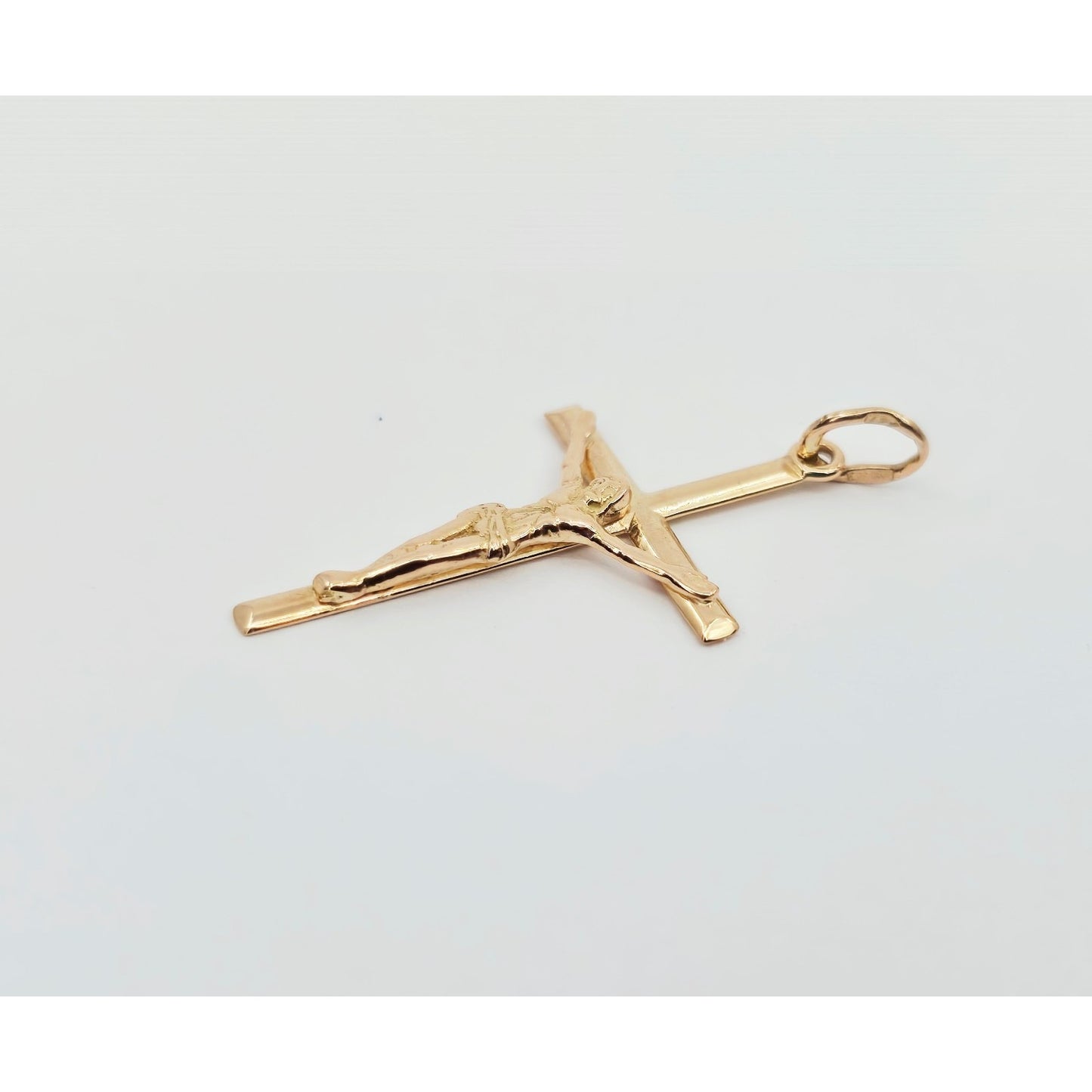 14K Rose Gold Jesus on Cross Charm Pendant