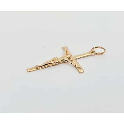 14K Rose Gold Jesus on Cross Charm Pendant