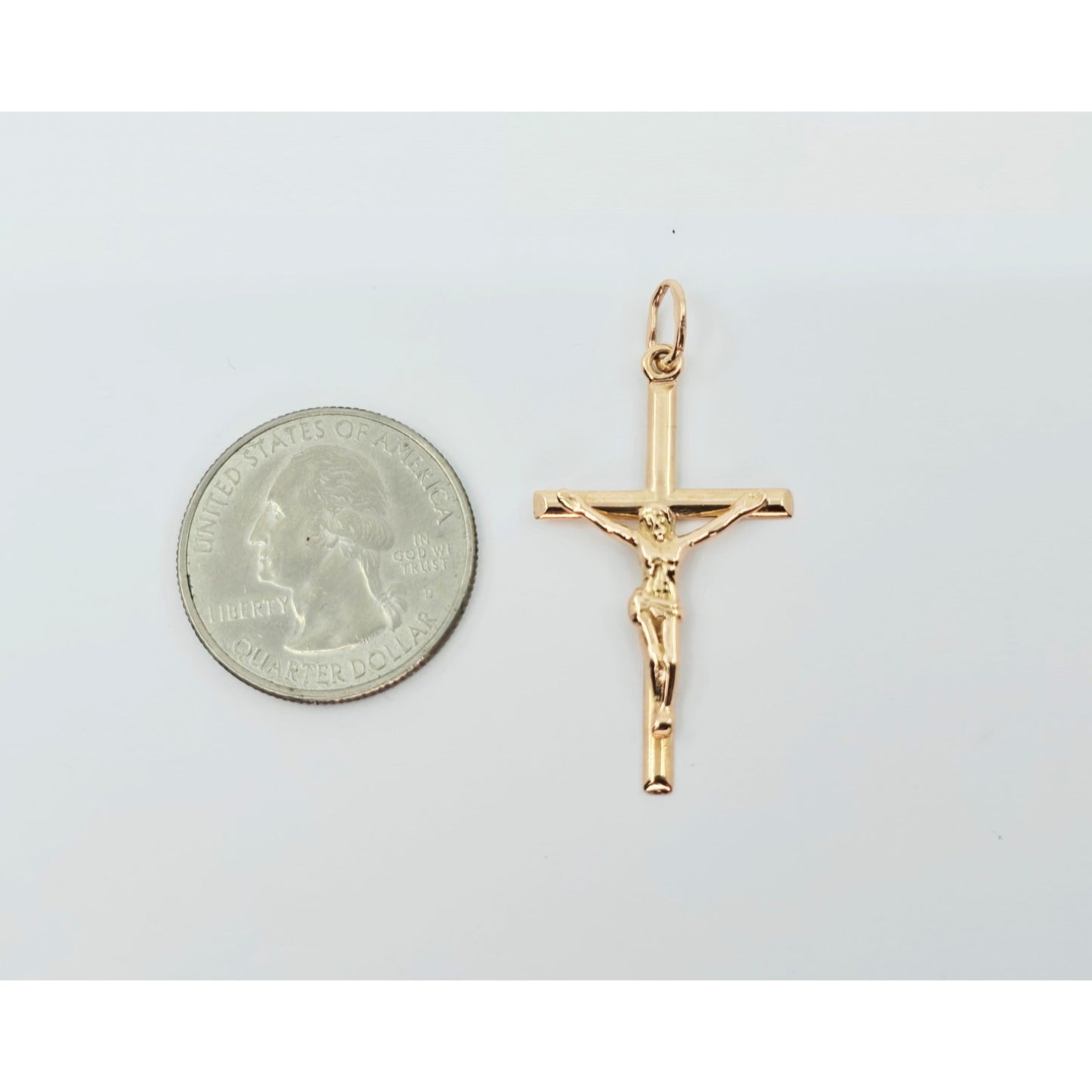 14K Rose Gold Jesus on Cross Charm Pendant