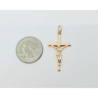 14K Rose Gold Jesus on Cross Charm Pendant