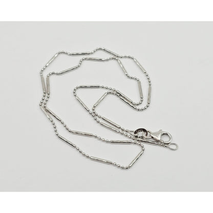 14K White Gold Bead & Bar Link Chain Necklace