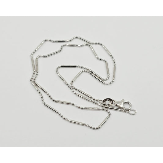 14K White Gold Bead & Bar Link Chain Necklace