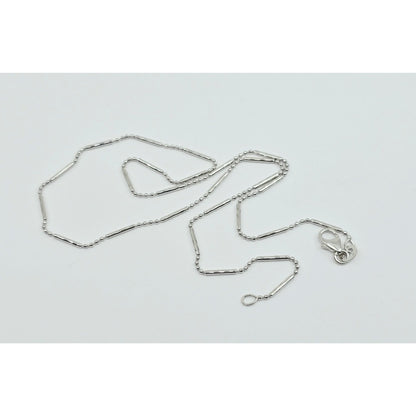 14K White Gold Bead & Bar Link Chain Necklace