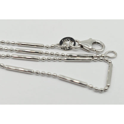14K White Gold Bead & Bar Link Chain Necklace