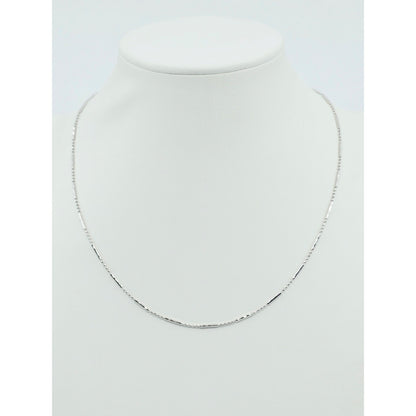 14K White Gold Bead & Bar Link Chain Necklace