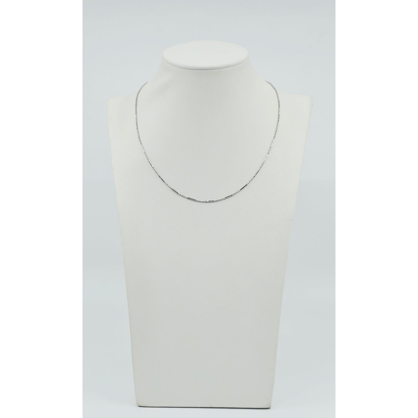 14K White Gold Bead & Bar Link Chain Necklace