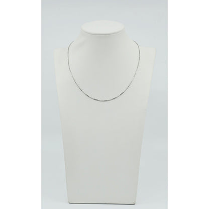 14K White Gold Bead & Bar Link Chain Necklace