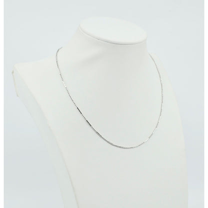 14K White Gold Bead & Bar Link Chain Necklace