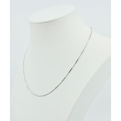14K White Gold Bead & Bar Link Chain Necklace