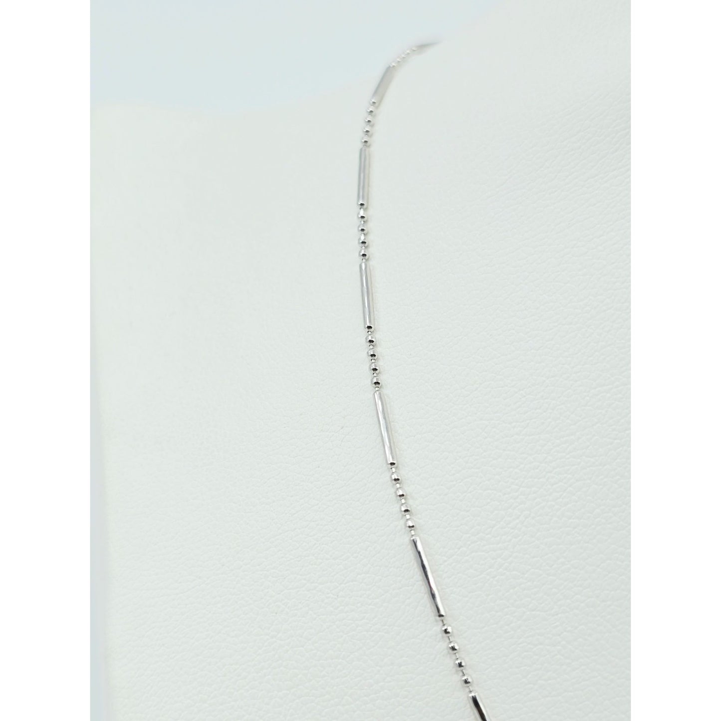 14K White Gold Bead & Bar Link Chain Necklace