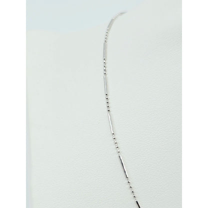14K White Gold Bead & Bar Link Chain Necklace