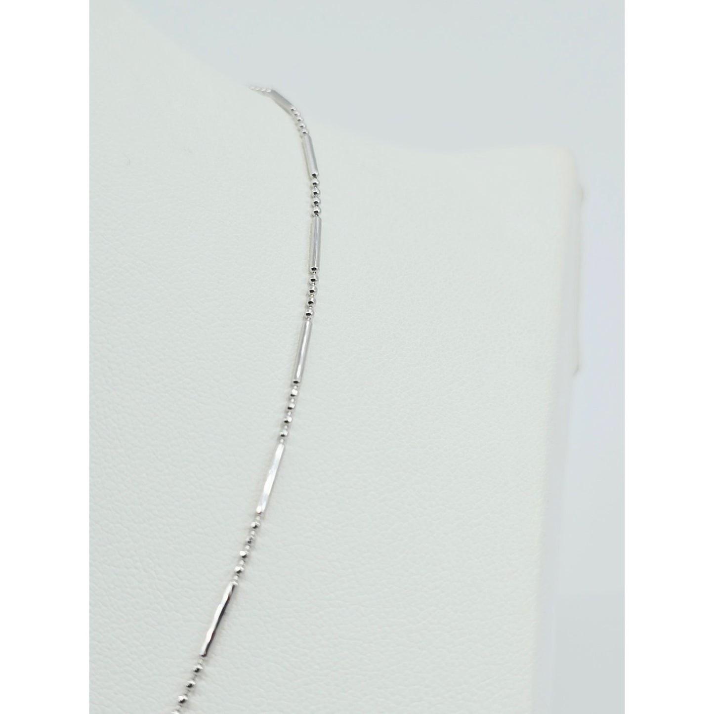 14K White Gold Bead & Bar Link Chain Necklace