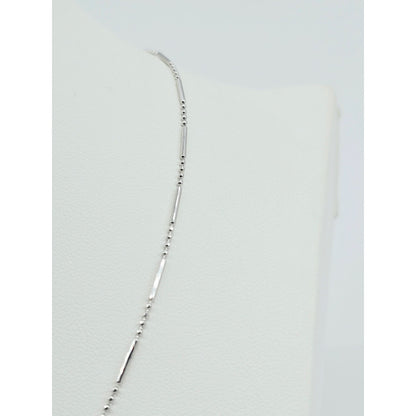 14K White Gold Bead & Bar Link Chain Necklace