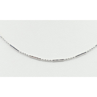 14K White Gold Bead & Bar Link Chain Necklace