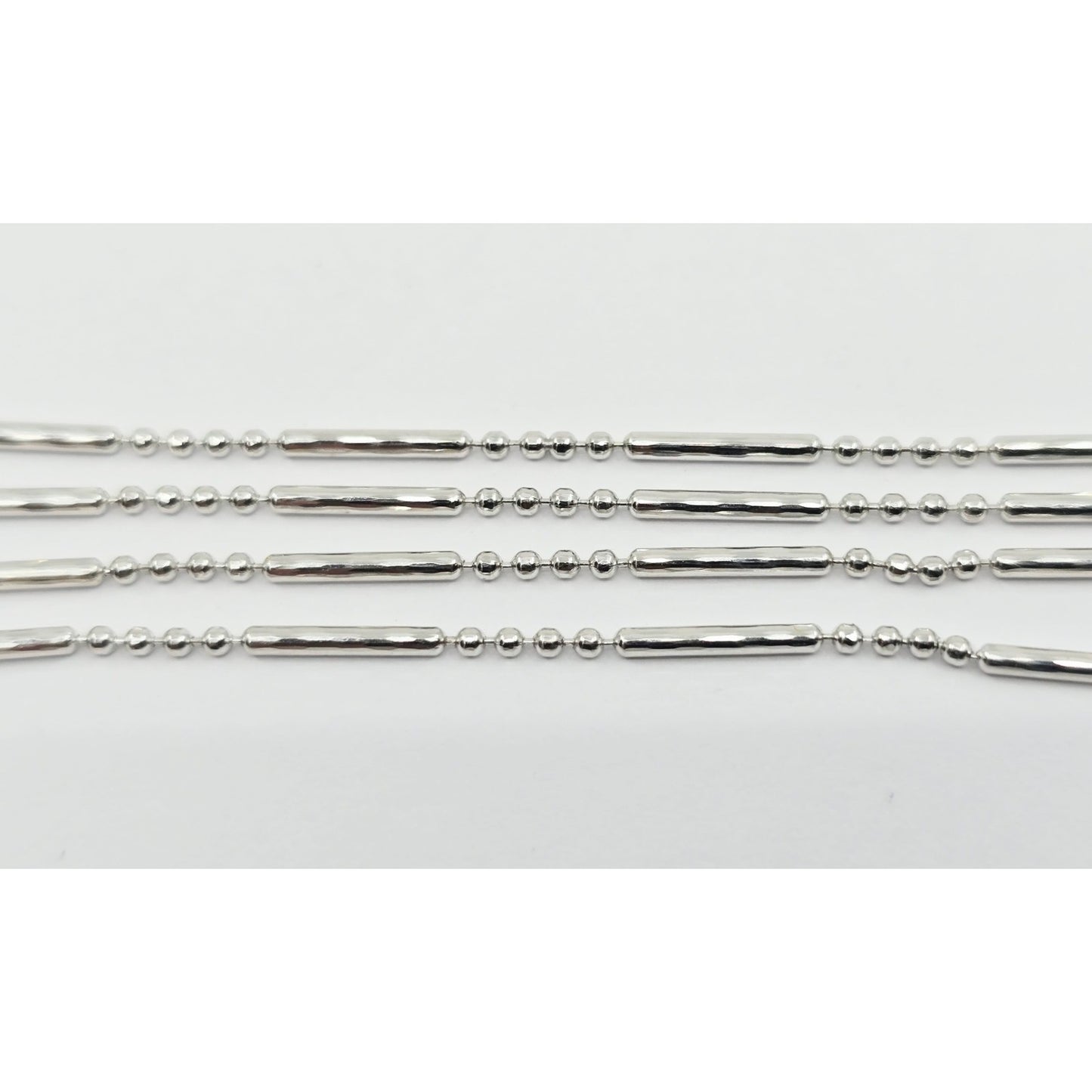 14K White Gold Bead & Bar Link Chain Necklace