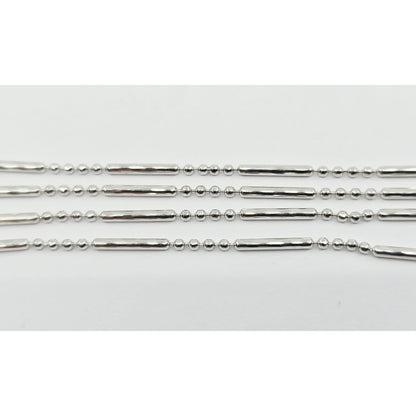 14K White Gold Bead & Bar Link Chain Necklace
