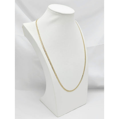 14K Two Tone Gold Diamond Cut Flat Curb Link Chain Necklace