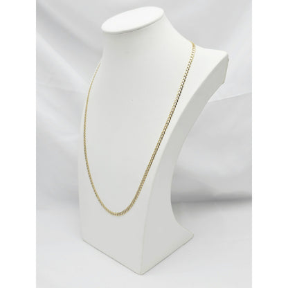 14K Two Tone Gold Diamond Cut Flat Curb Link Chain Necklace