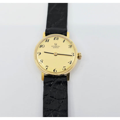 Universal Geneve 18K Yellow Gold Manual Wind Watch Cal 42 23mm Box Papers