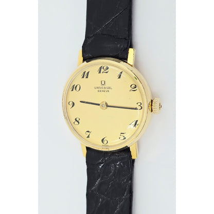 Universal Geneve 18K Yellow Gold Manual Wind Watch Cal 42 23mm Box Papers