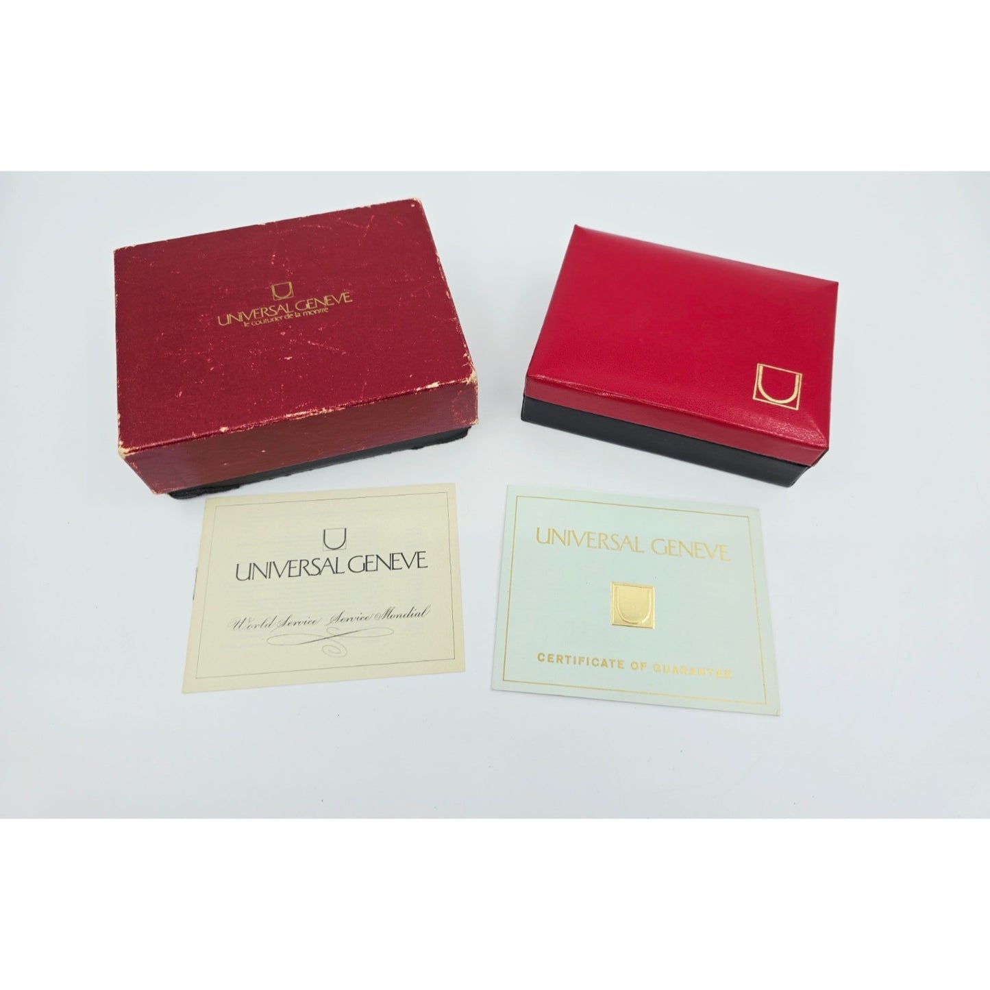 Universal Geneve 18K Yellow Gold Manual Wind Watch Cal 42 23mm Box Papers