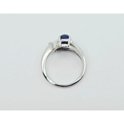 14K White Gold Star Sapphire & Diamond Ring