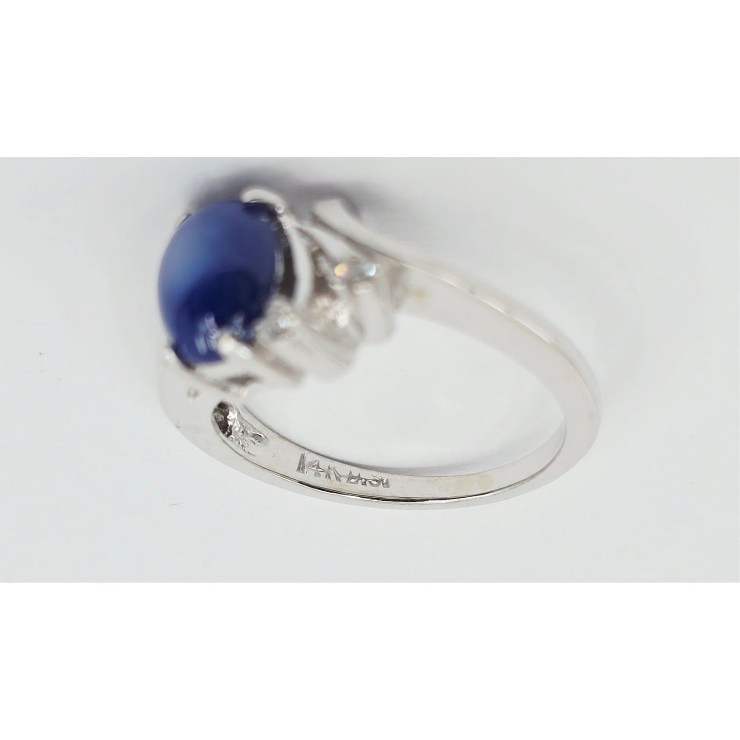 14K White Gold Star Sapphire & Diamond Ring