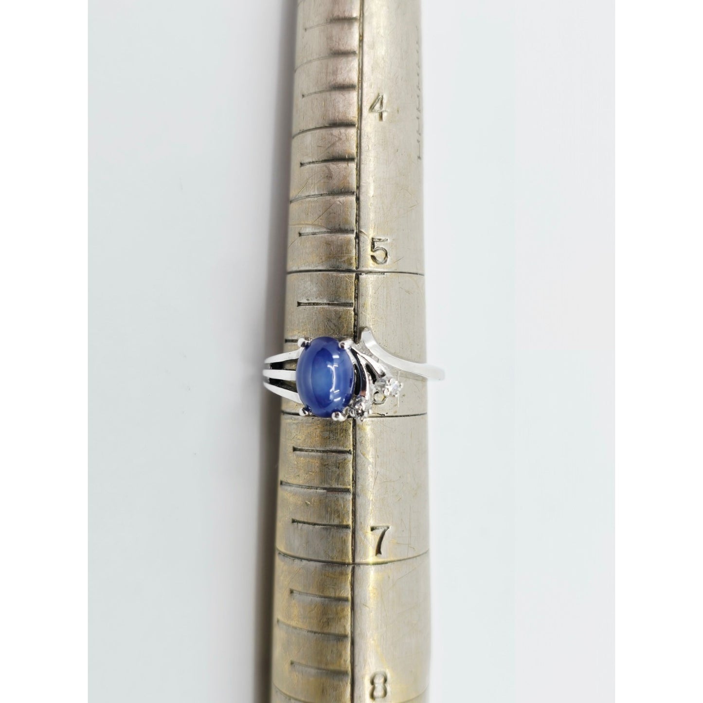 14K White Gold Star Sapphire & Diamond Ring