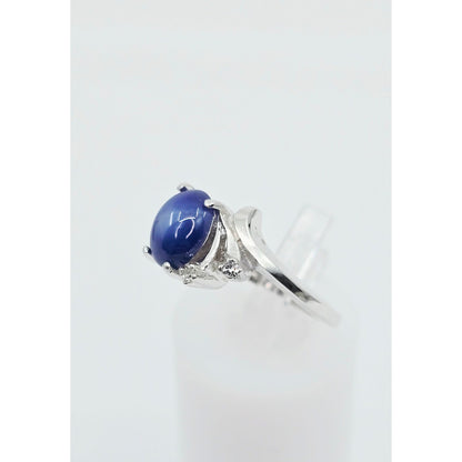 14K White Gold Star Sapphire & Diamond Ring