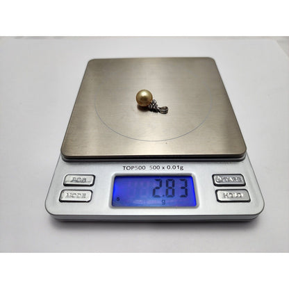 14K White Gold Diamond & Pearl Drop Dangle Charm Pendant