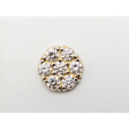 Single 14K Two Tone Gold Diamond Flower Round Stud Earring