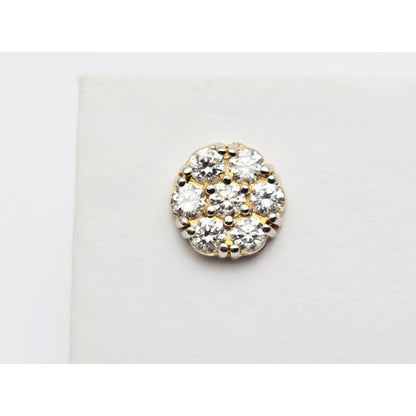 Single 14K Two Tone Gold Diamond Flower Round Stud Earring