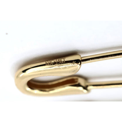 14K Yellow Gold Safety Pin Bobby Pin Drop Dangle Earrings