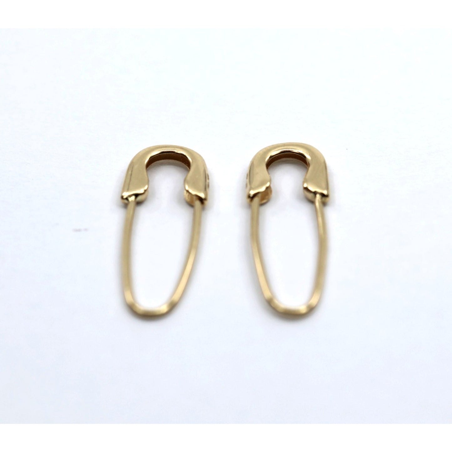 14K Yellow Gold Safety Pin Bobby Pin Drop Dangle Earrings