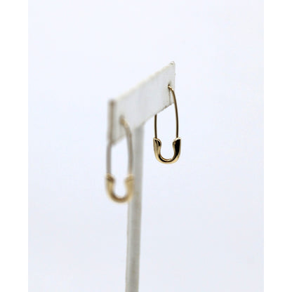 14K Yellow Gold Safety Pin Bobby Pin Drop Dangle Earrings