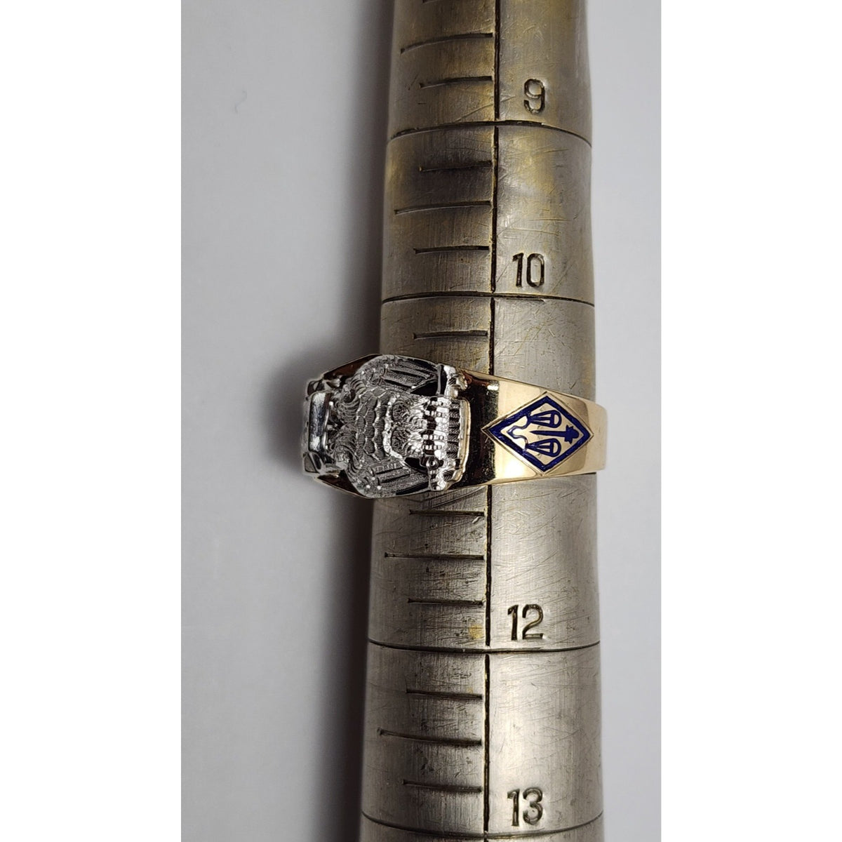 14K Two Tone Gold Masonic Double Headed Eagle 32nd Degree Diamond Ring