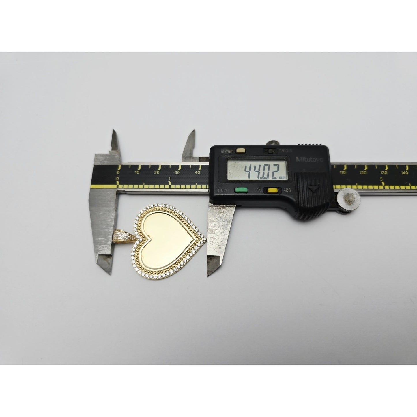 10K Yellow Gold Picture Frame Heart CZ Charm Pendant