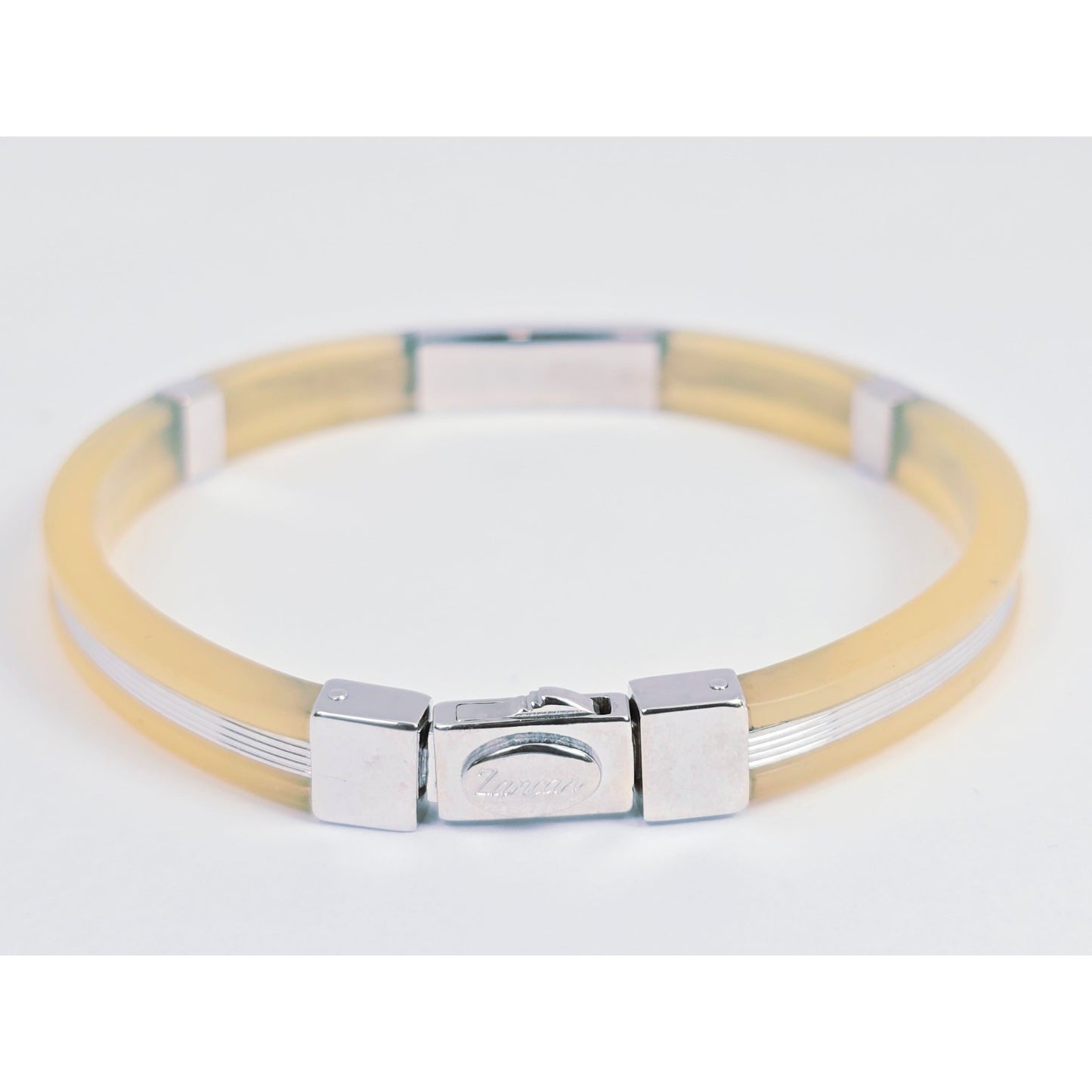 Zancan Gioielli 18k White Gold Yellow Silicone Diamond Bracelet