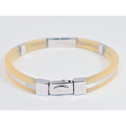 Zancan Gioielli 18k White Gold Yellow Silicone Diamond Bracelet