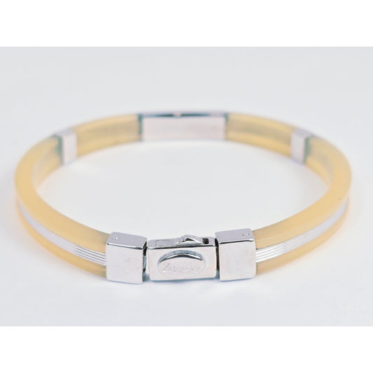 Zancan Gioielli 18k White Gold Yellow Silicone Diamond Bracelet